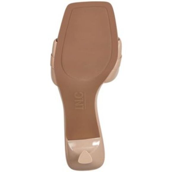 INC Womens Beige Chain Hardware Jemya Square Toe Flare Slip On Heeled Sandal 6 M - Picture 4 of 4